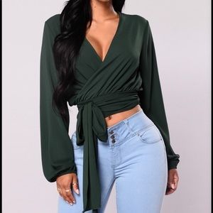 Emerald green wrap top